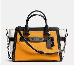 Coach Swagger Yellow/Multi Pebble Leather Handbag